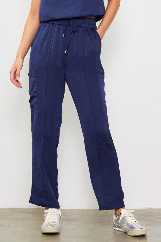 Satin Cargo Pants