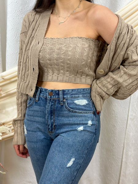 Cropped Cardigan Set