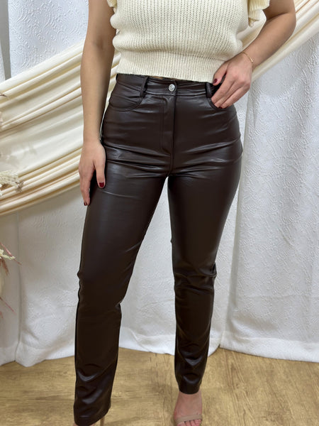 Faux Leather Straight Leg Pants