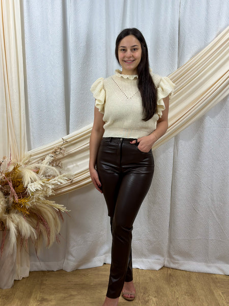 Faux Leather Straight Leg Pants