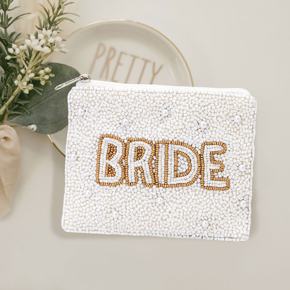 Bride Pearl Beaded Mini Pouch Bag