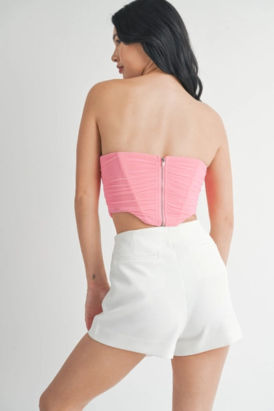 Pearl Detailed Mesh Corset Top