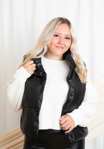 Faux Leather Puffer Vest