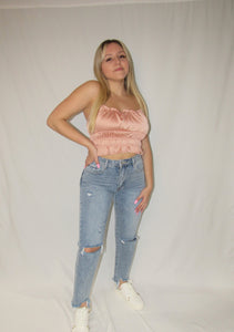Distressed Slim Fit Girlfriend Jeans