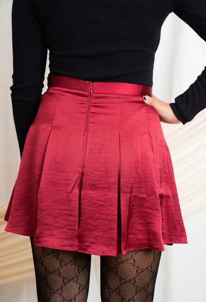 Satin Pleated Mini Skirt