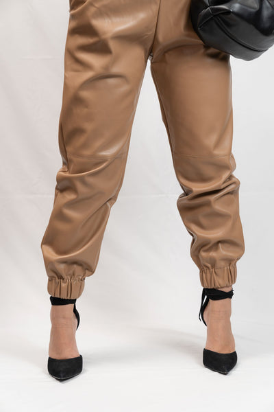 Faux Leather Joggers